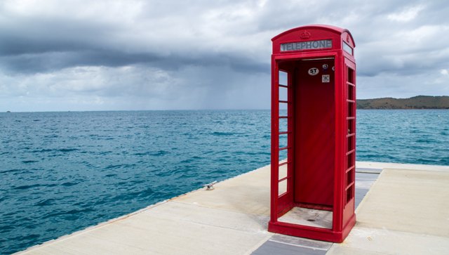 british phone box on dock duffy brook